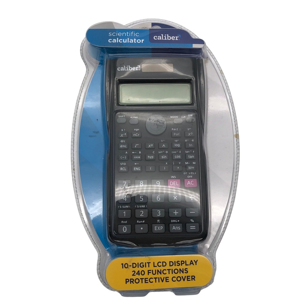 NEW Caliber Scientific Calculator 10-Digit LCD 240 Functions Solar Battery Black